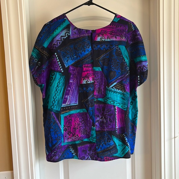 XL Vintage 80’s 90’s abstract graphic blouse - Picture 2 of 7